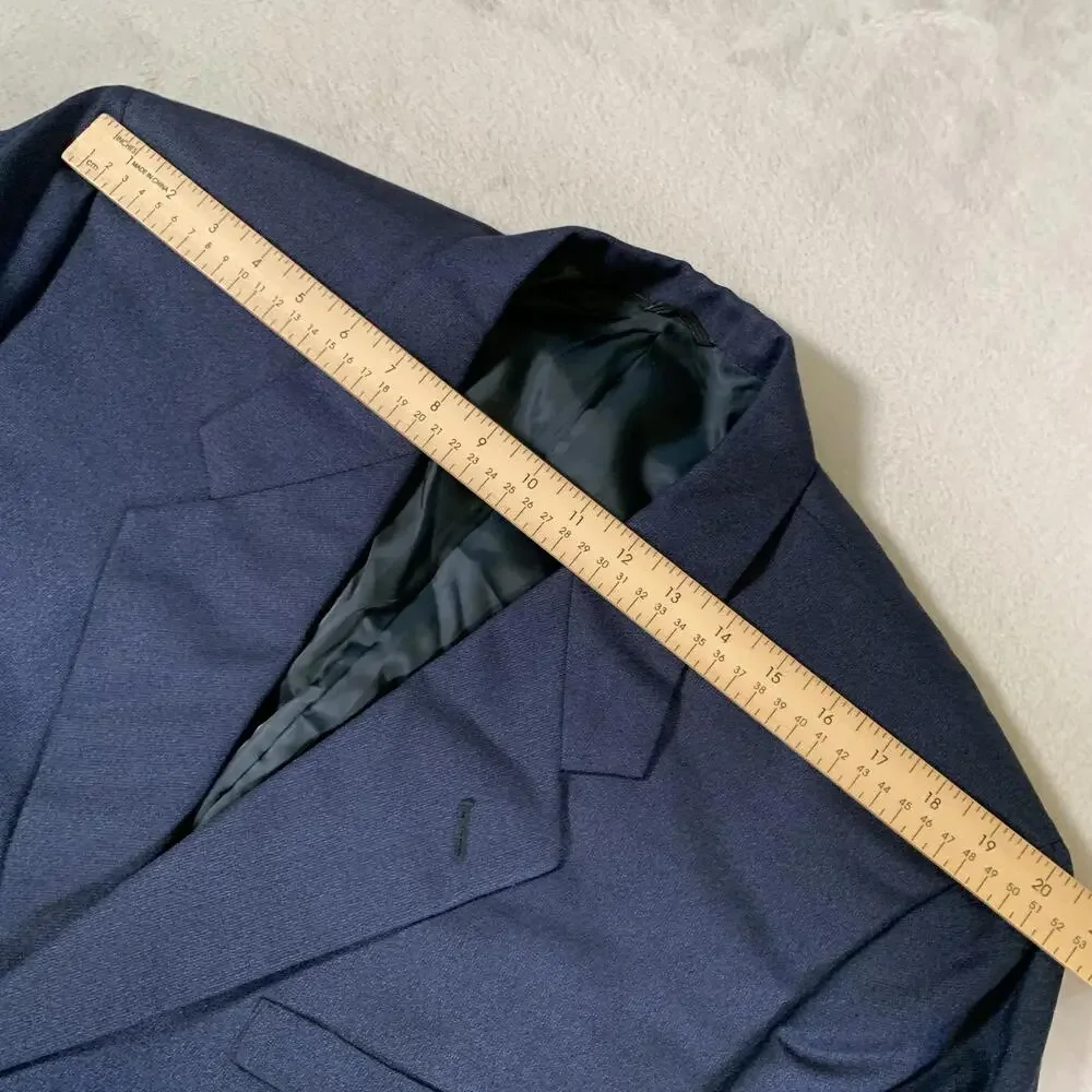 Tom James Filo A Mano Blazer Mens 44 Long‎ Blue Wool 3 Button Hand Tailored USA